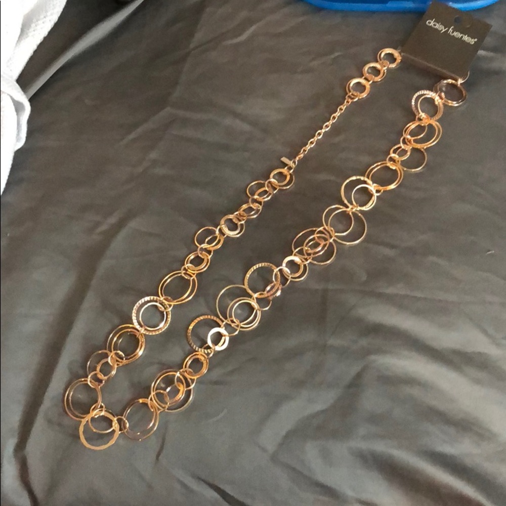 Gold color long necklace